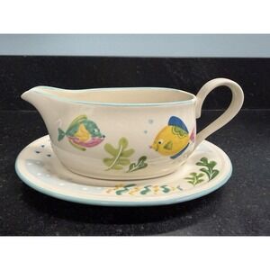 Studio Nova Barrier Reef Gravy Boat & Under Plate Set Sea Fish Thailand Y2310